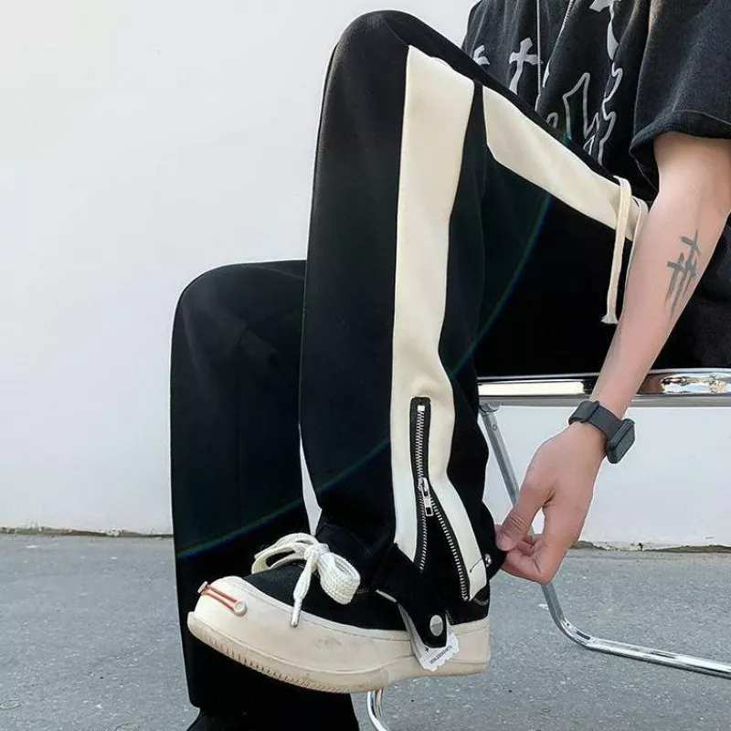 Quần Dài Thể Thao Dáng Ôm Có Khóa Kéo Phong Cách Đường Phố Mỹ Thời Trang Cho Nam