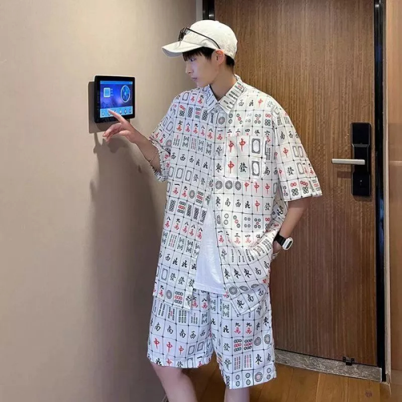 Bộ Áo Sơ Mi Tay Ngắn Dáng Rộng In Họa Tiết Độc Đáo Thời Trang Mùa Hè Cho Các Cặp Đôi