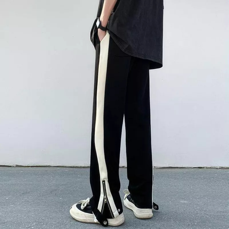 Quần Dài Thể Thao Dáng Ôm Có Khóa Kéo Phong Cách Đường Phố Mỹ Thời Trang Cho Nam