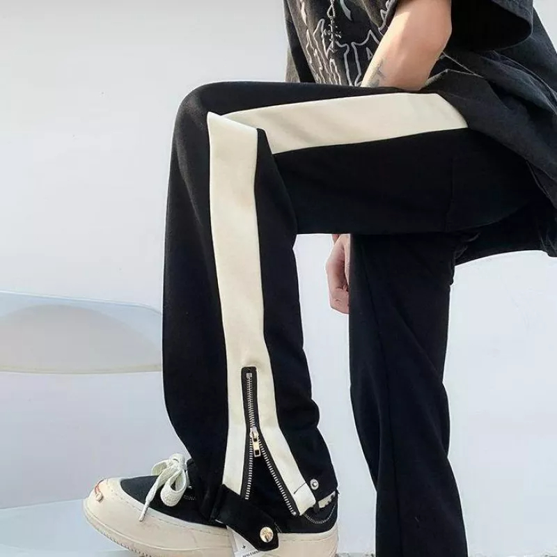 Quần Dài Thể Thao Dáng Ôm Có Khóa Kéo Phong Cách Đường Phố Mỹ Thời Trang Cho Nam