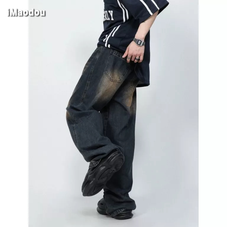 Quần Jeans Dài Ống Đứng Phong Cách Đường Phố Mỹ Cá Tính Cho Nam