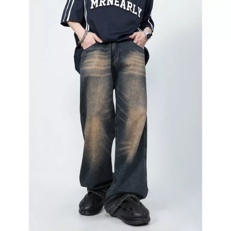 Quần Jeans Dài Ống Đứng Phong Cách Đường Phố Mỹ Cá Tính Cho Nam