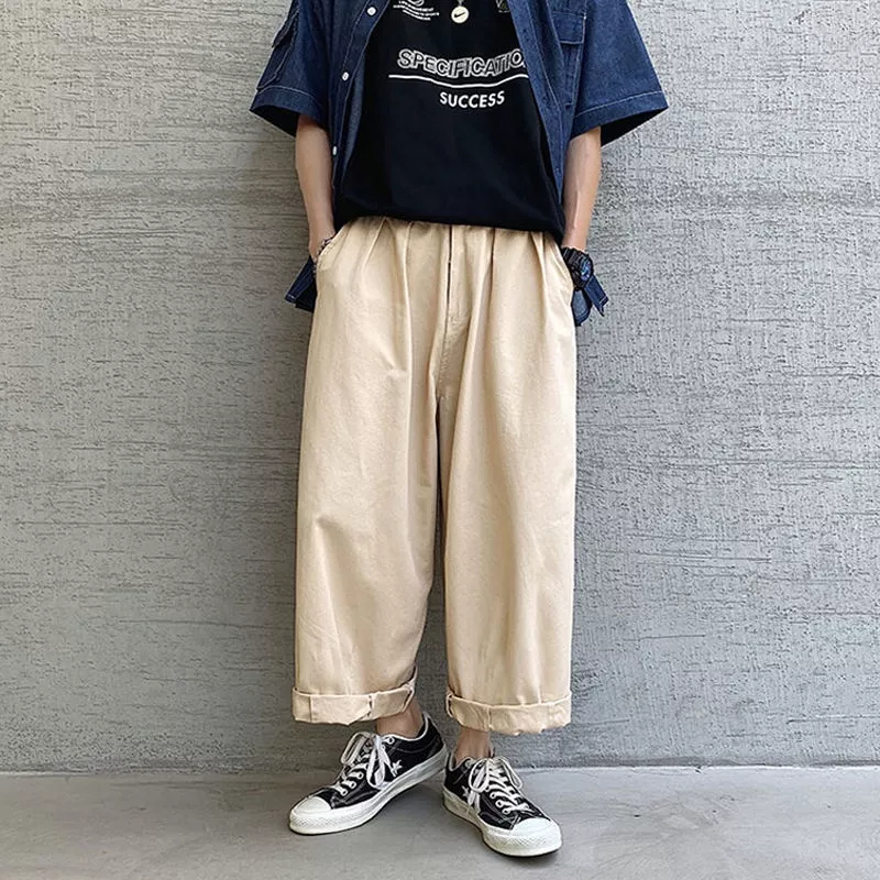Quần Dài Ống Rộng Phong Cách Retro Nhật Bản Thời Trang Cho Nam Nữ