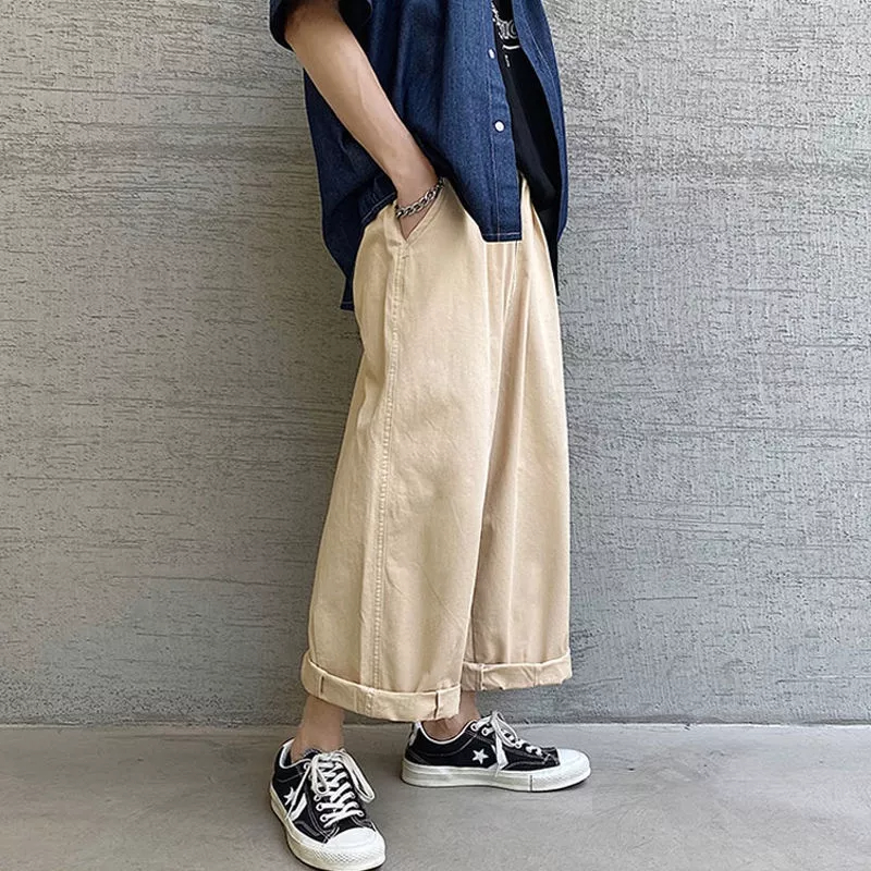Quần Dài Ống Rộng Phong Cách Retro Nhật Bản Thời Trang Cho Nam Nữ
