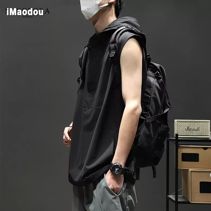 Áo Thun Thể Thao Sát Nách Có Mũ Trùm Dáng Suông Năng Động Thời Trang Hè Cho Nam