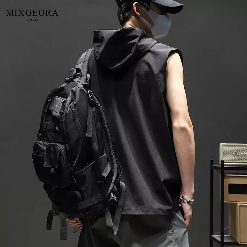 Áo Thun Thể Thao Sát Nách Có Mũ Trùm Dáng Suông Năng Động Thời Trang Hè Cho Nam