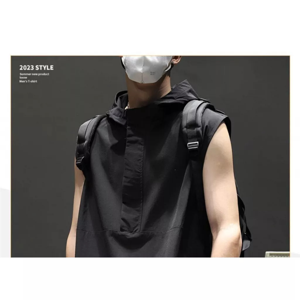 Áo Thun Thể Thao Sát Nách Có Mũ Trùm Dáng Suông Năng Động Thời Trang Hè Cho Nam