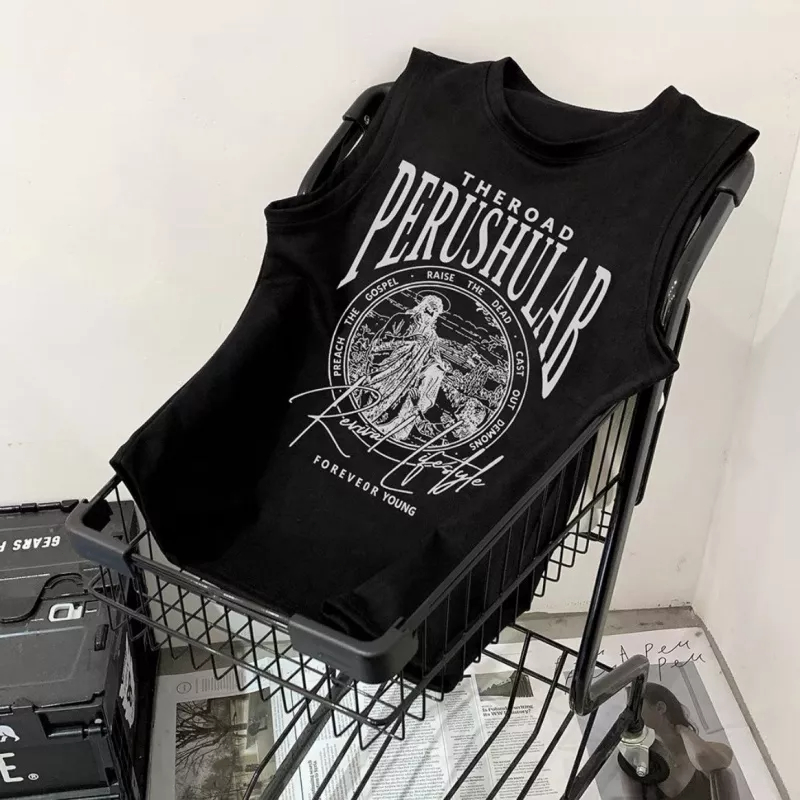 Áo Thun Da Lộn Không Tay Dáng Rộng Thời Trang Mùa Hè Dành Cho Nam