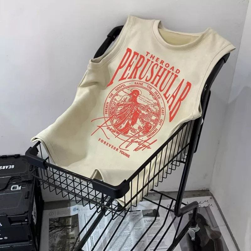 Áo Thun Da Lộn Không Tay Dáng Rộng Thời Trang Mùa Hè Dành Cho Nam