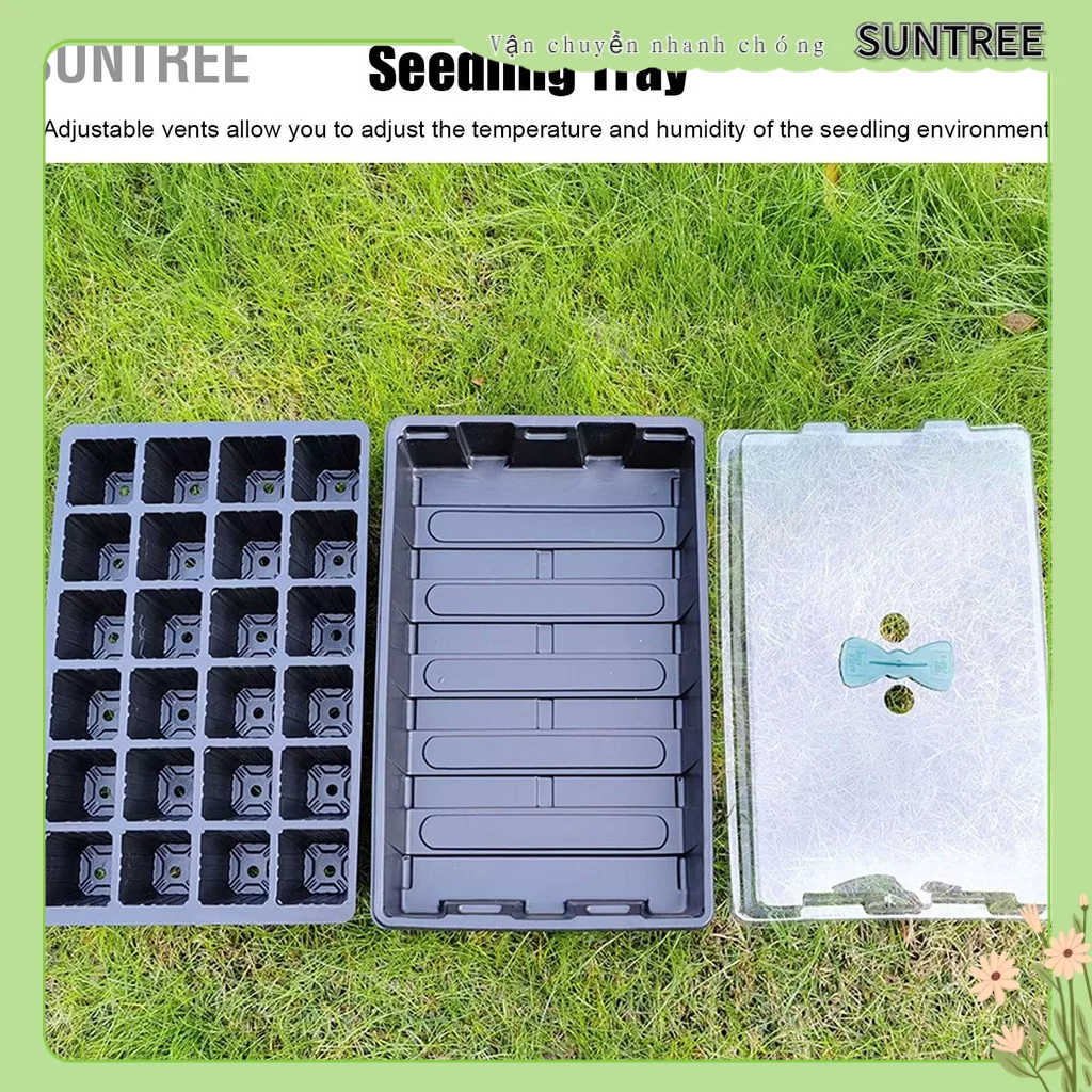SUNTREE 3 Bộ 24 Lỗ Khay Trồng Vật Có Nhân Giống Thoáng Khí Cây Con Tấm Vườn Ươm