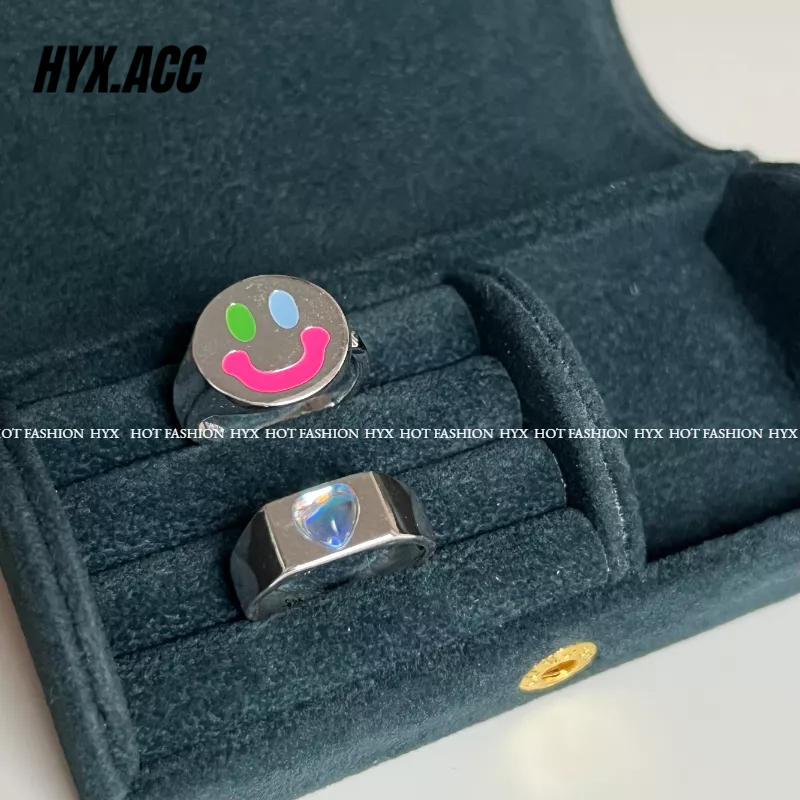 Nhẫn Hình Trái Tim Đính Đá zircon Mặt Cười Dễ Thương Cho Nữ