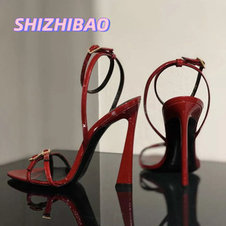 Giày Cao Gót Hở Mũi Bằng Da Đính Đá Thời Trang Dành Cho Nữ