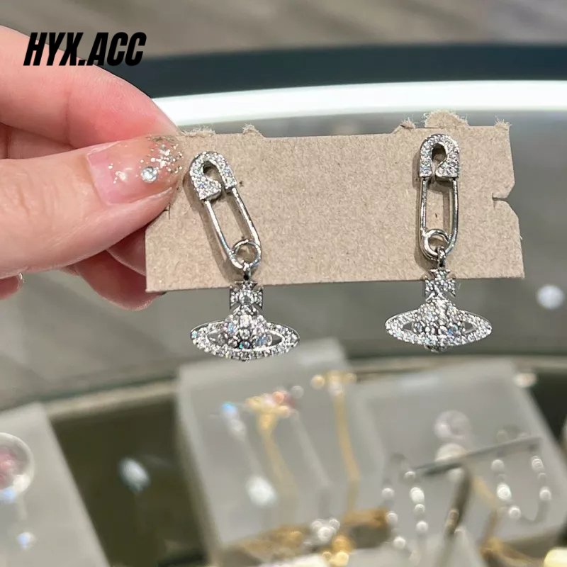 Bông Tai ĐíNh Đá hành tinh lấp lánh Bông tai hình ghim