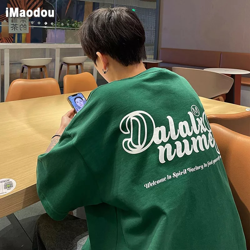 Áo Thun Cotton Ngắn Tay Dáng Rộng Phong Cách Đường Phố Mỹ Thời Trang Mùa Hè Cho Nam