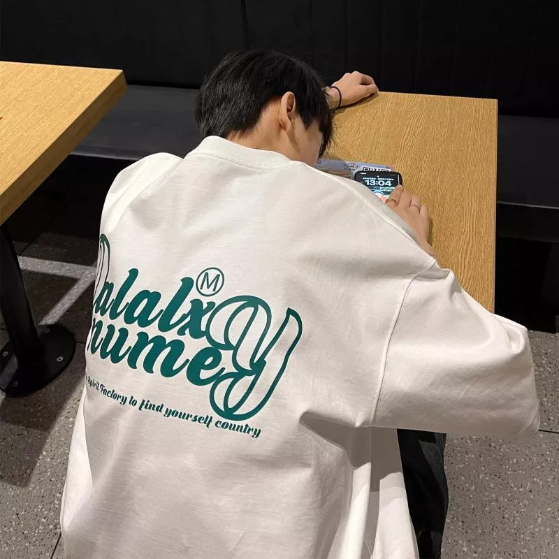 Áo Thun Cotton Ngắn Tay Dáng Rộng Phong Cách Đường Phố Mỹ Thời Trang Mùa Hè Cho Nam