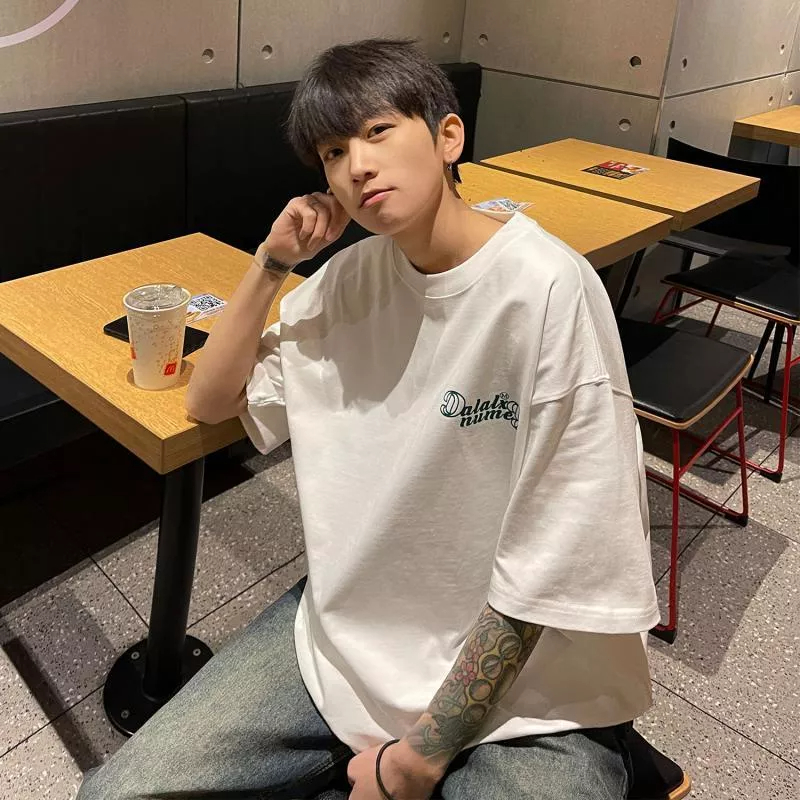 Áo Thun Cotton Ngắn Tay Dáng Rộng Phong Cách Đường Phố Mỹ Thời Trang Mùa Hè Cho Nam