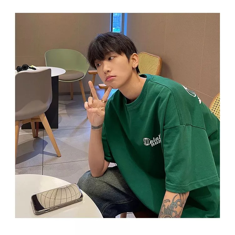 Áo Thun Cotton Ngắn Tay Dáng Rộng Phong Cách Đường Phố Mỹ Thời Trang Mùa Hè Cho Nam