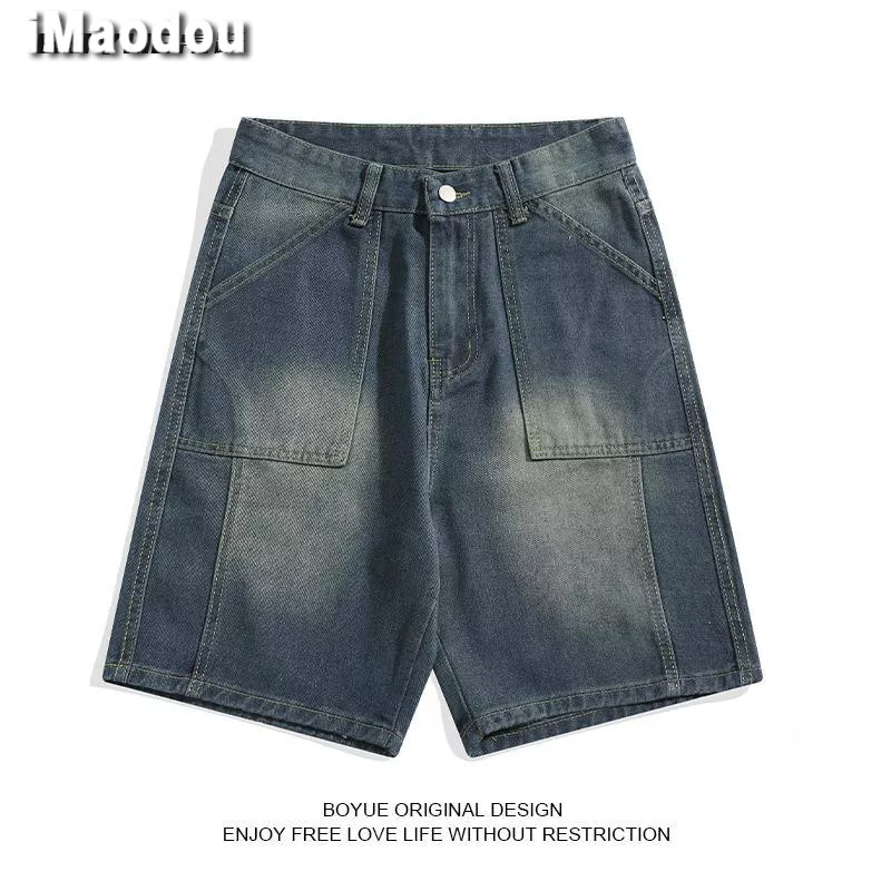 Quần Short Jean Ống Rộng Ba Chiều Phong Cách Hip Hop Nhật Bản Thời Trang Mùa Hè Cho Nam Và Nữ