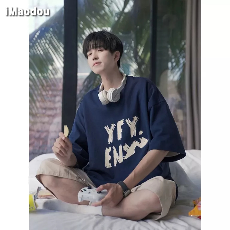 Áo Thun Tay Ngắn Dáng Rộng Phong Cách Nhật Bản Thời Trang Mùa Hè Cho Nam 240g