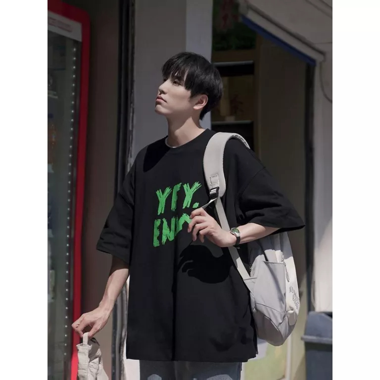 Áo Thun Tay Ngắn Dáng Rộng Phong Cách Nhật Bản Thời Trang Mùa Hè Cho Nam 240g