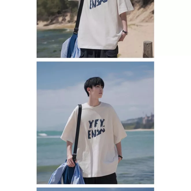 Áo Thun Tay Ngắn Dáng Rộng Phong Cách Nhật Bản Thời Trang Mùa Hè Cho Nam 240g