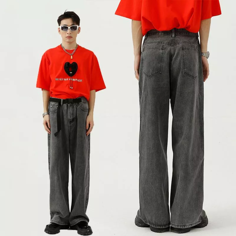 Hàng Mới Về Mới Quần Jeans Dài Ống Rộng Thời Trang Cho Nam Nữ