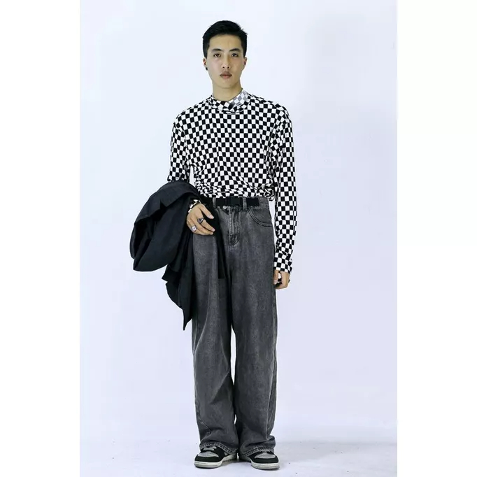 Hàng Mới Về Mới Quần Jeans Dài Ống Rộng Thời Trang Cho Nam Nữ