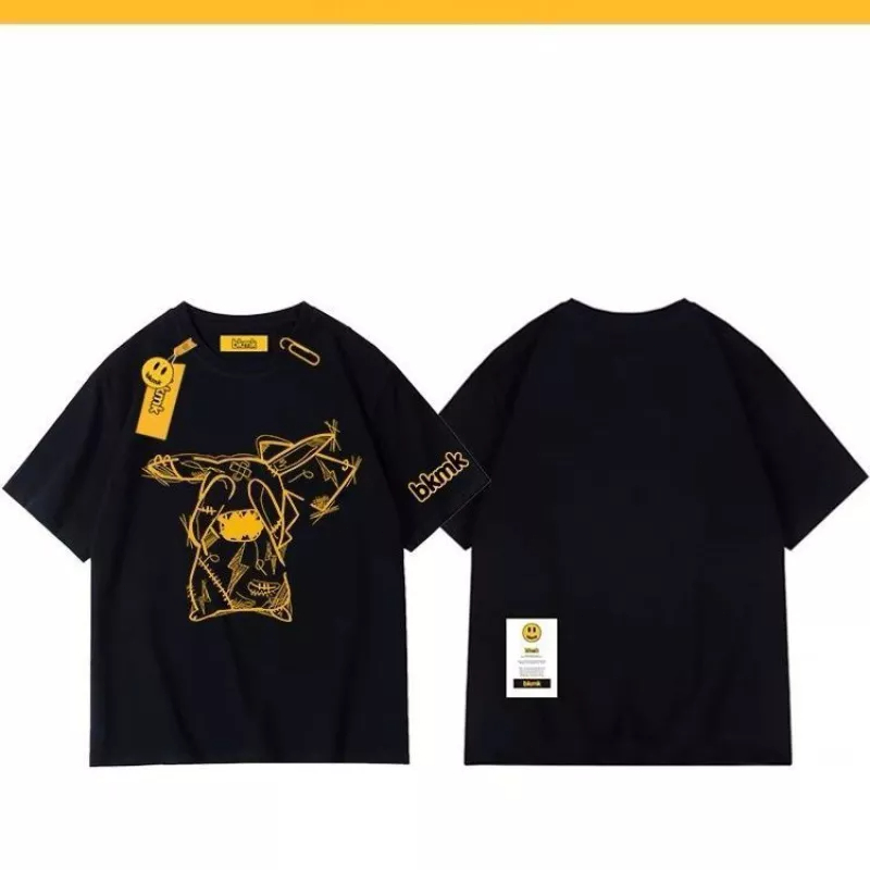 Áo Thun Cotton Ngắn Tay Dáng Rộng In Hình Mặt Cười Phong Cách Retro Hip Hop Cá Tính Cho Nam