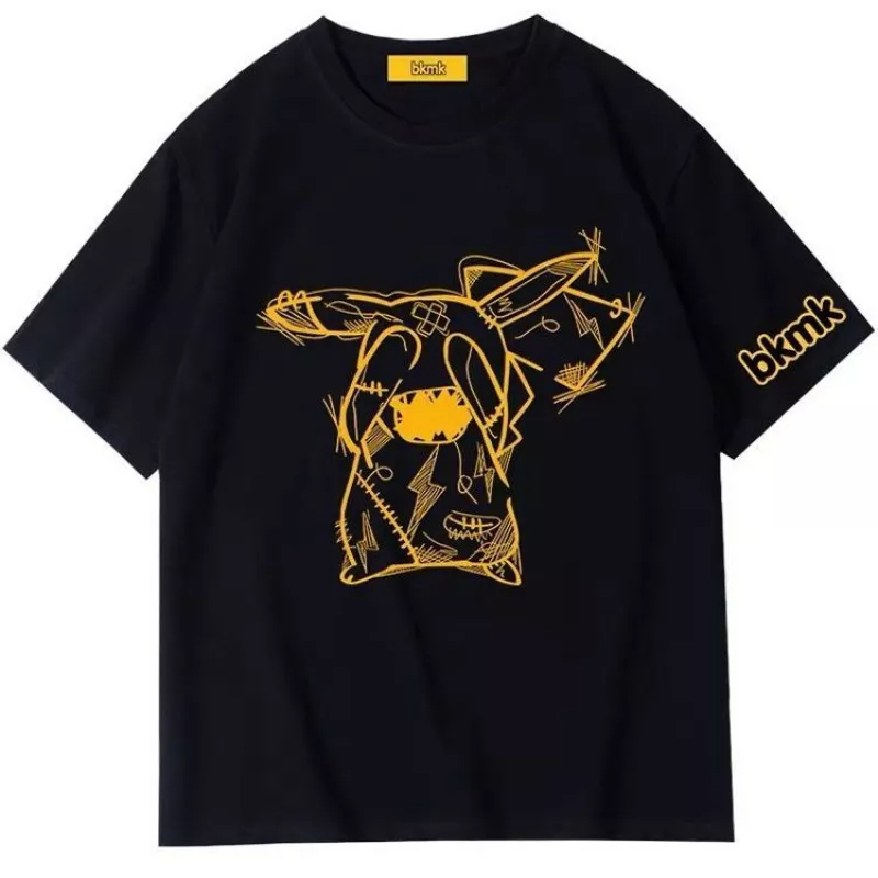 Áo Thun Cotton Ngắn Tay Dáng Rộng In Hình Mặt Cười Phong Cách Retro Hip Hop Cá Tính Cho Nam