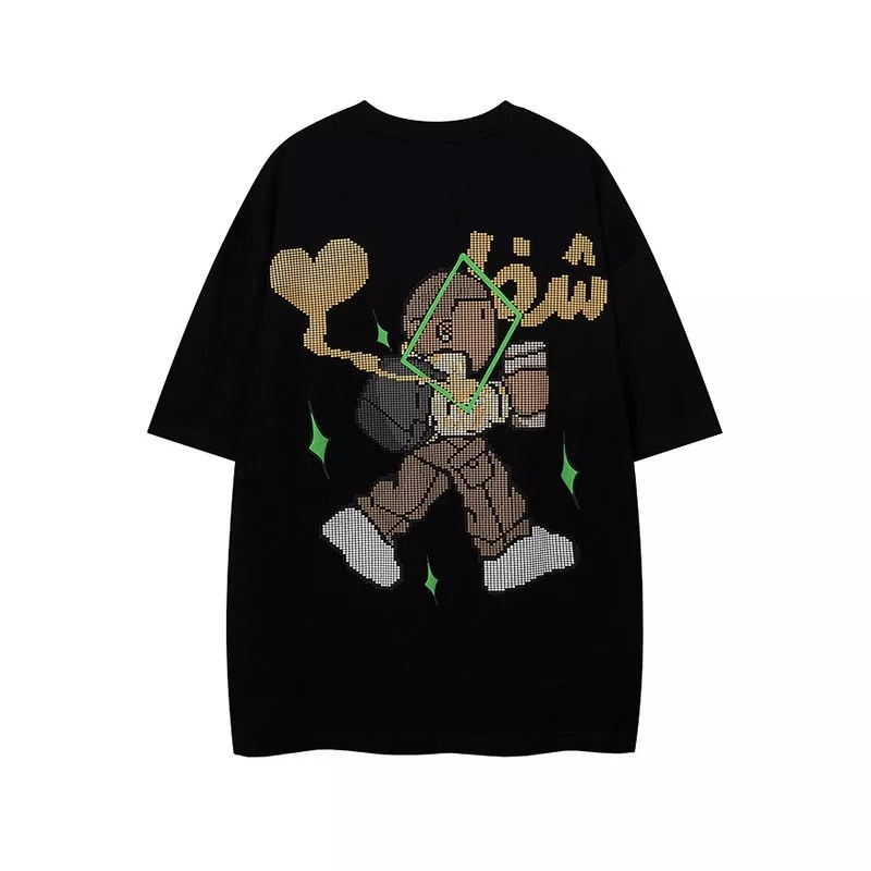 Áo Thun Tay Lỡ Dáng Rộng 240g Chất Liệu Cotton Nguyên Chất In Họa Tiết Phong Cách Hip Hop Thời Trang Cho Nam