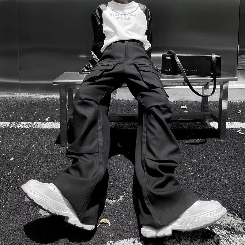 Quần Yếm Dáng Rộng Có Túi Lớn Thời Trang Mùa Thu Phong Cách Đường Phố Hàn Quốc Cho Nam
