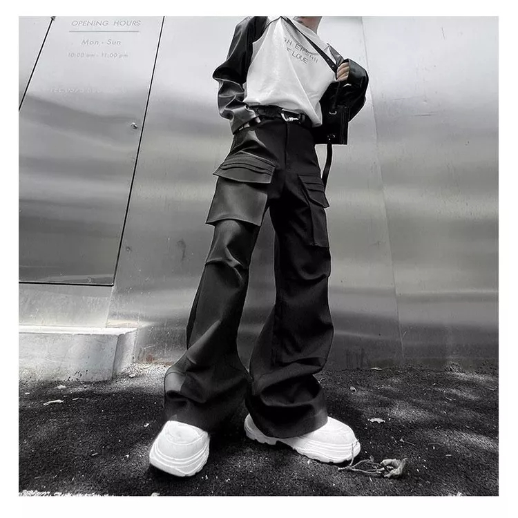 Quần Yếm Dáng Rộng Có Túi Lớn Thời Trang Mùa Thu Phong Cách Đường Phố Hàn Quốc Cho Nam