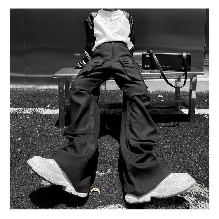 Quần Yếm Dáng Rộng Có Túi Lớn Thời Trang Mùa Thu Phong Cách Đường Phố Hàn Quốc Cho Nam