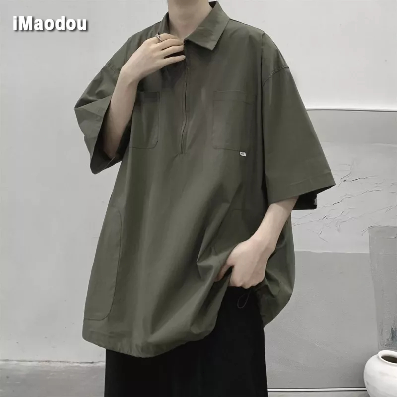 Áo Thun polo Tay Ngắn Có Khóa Kéo Phong Cách Mỹ Thời Trang Cao Cấp Cho Nam