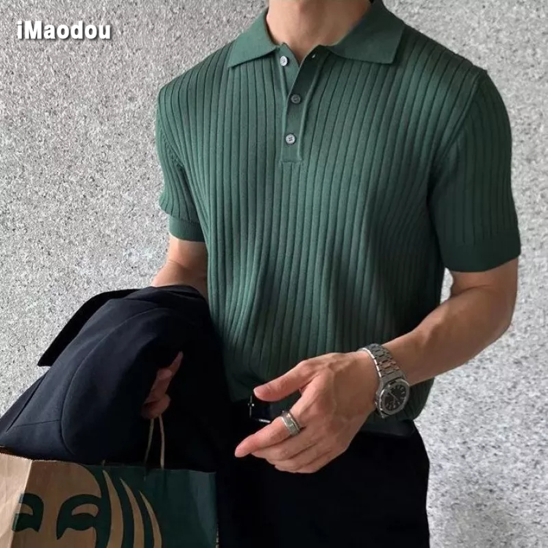 Áo Thun polo Dệt Kim Tay Ngắn Phong Cách Thời Trang Đường Phố Mùa Hè Mới 2023