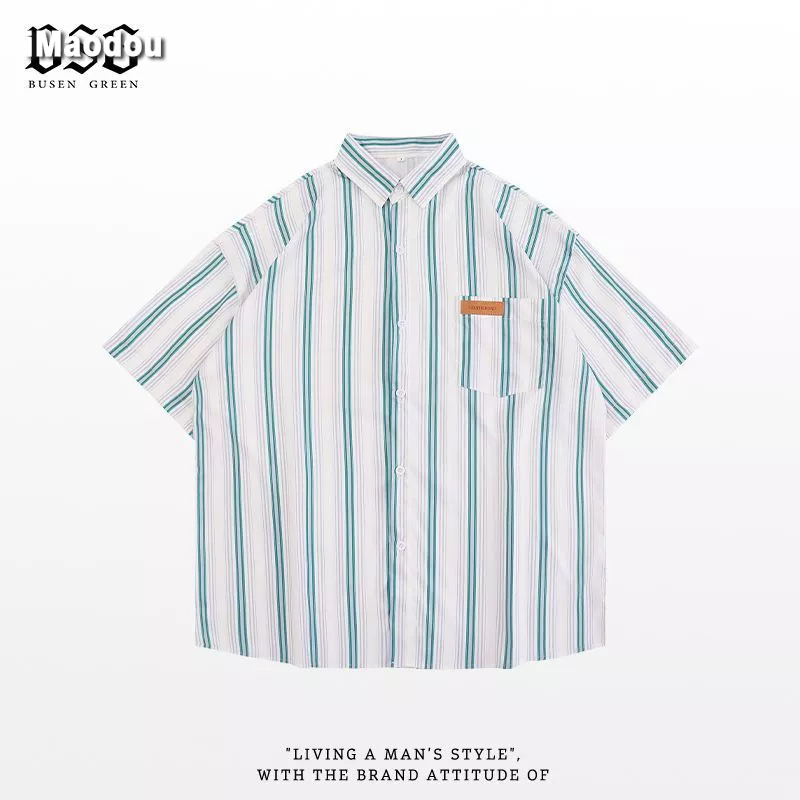 Áo Sơ Mi Tay Ngắn Dáng Rộng Họa Tiết Kẻ Sọc Thời Trang Mùa Hè Cho Nam