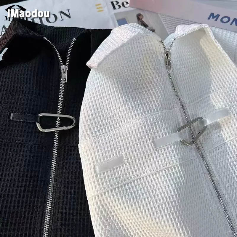 Áo Sơ Mi Nam Có Khóa Kéo Thời Trang Mùa Hè Phong Cách Hàn Quốc