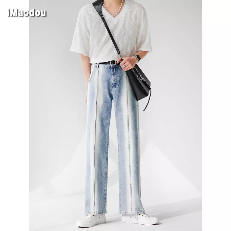 Quần Jean Nhuộm Màu Sắc Tương Phản Phong Cách Retro Nhật Bản Cho Nam