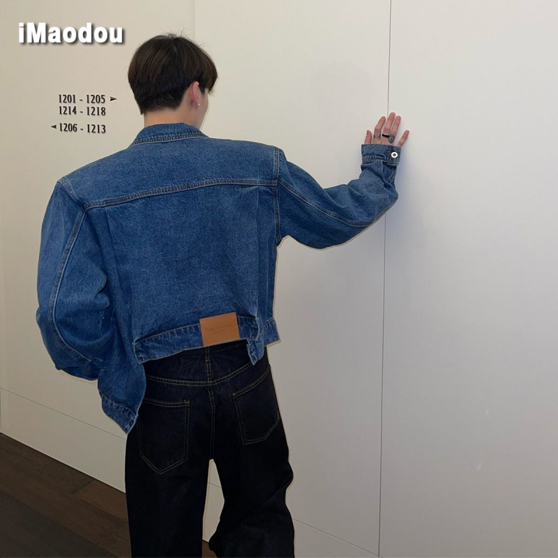 Áo Khoác Denim Dáng Ngắn Phong Cách Hàn Quốc Thời Trang Cao Cấp Cho Nam