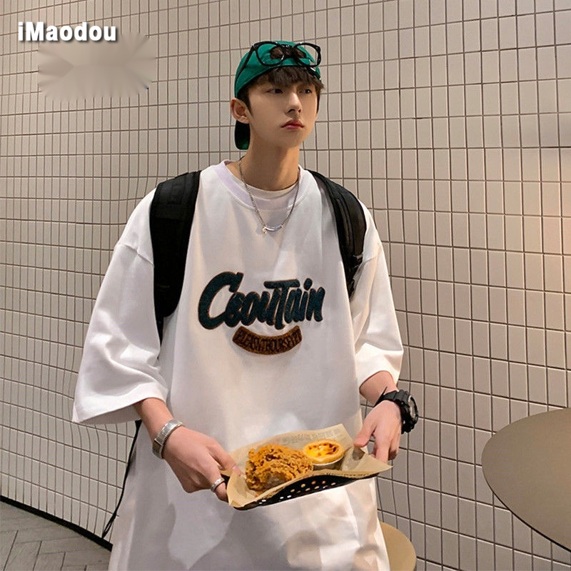 Áo Thun Cotton Tay Ngắn Dáng Rộng In Chữ Thời Trang Mùa Hè Cho Nam