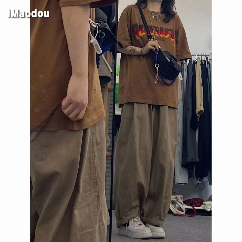 Quần ống rộng Phong Cách retro Nhật Bản Thời Trang Cho Nam Và Nữ