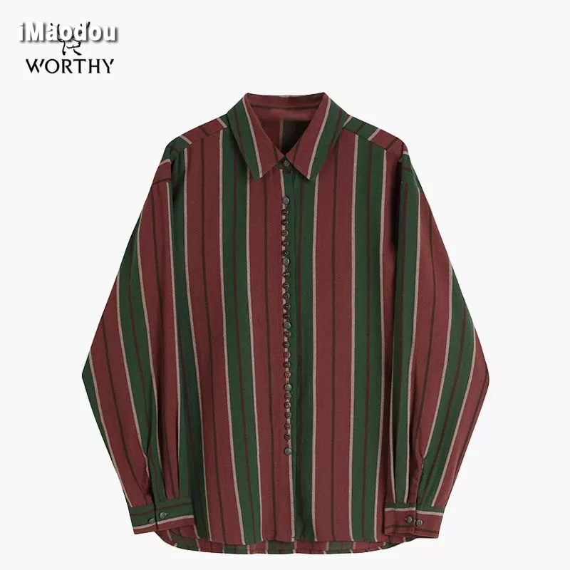 Áo Sơ Mi Dáng Rộng Họa Tiết Kẻ Sọc Phong Cách Anh Quốc Cổ Điển Thời Trang Xuân Thu 2022 Mới Cho Nữ