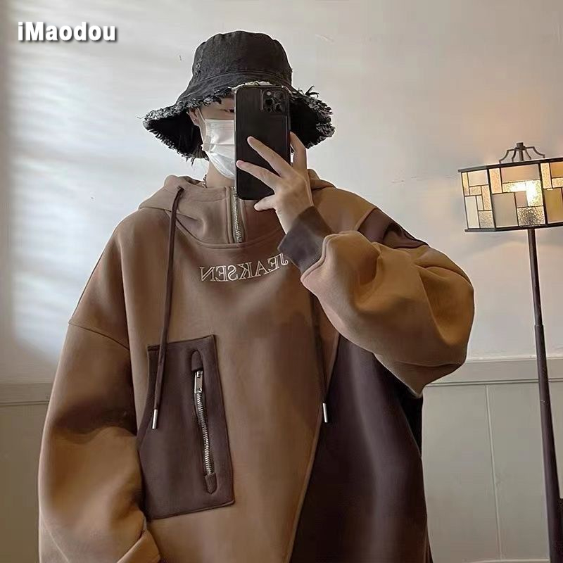 Áo Khoác Hoodie Dáng Rộng Phong Cách Retro Mỹ Thời Trang Xuân Thu Cho Nam
