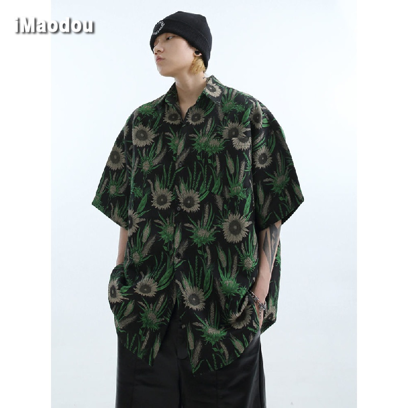 Áo Sơ Mi Tay Ngắn Họa Tiết Cỏ Đuôi Chó Thời Trang Mùa Hè Mới Cho Nam Nữ