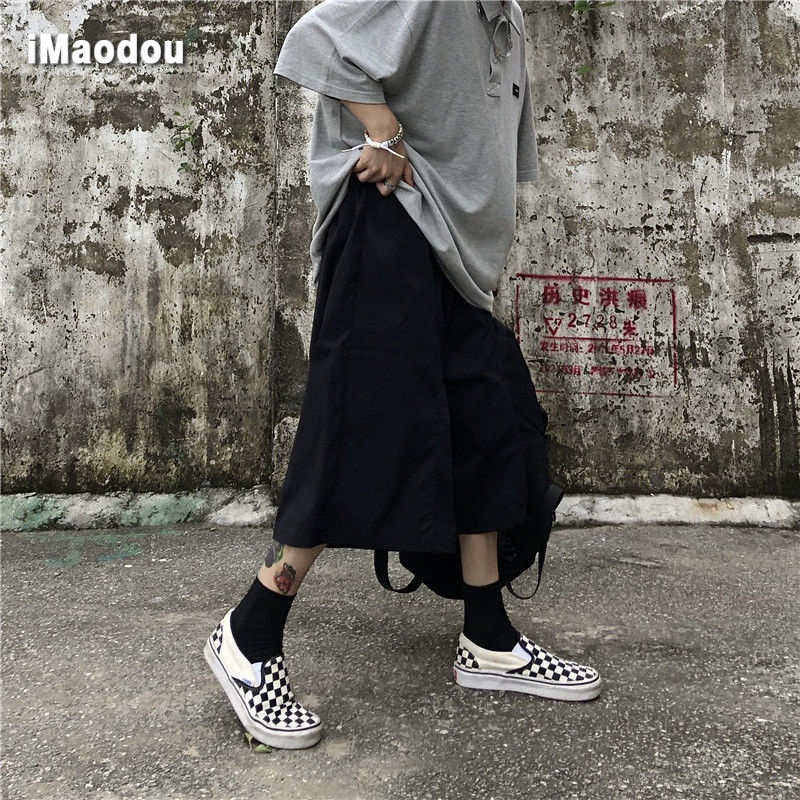 Quần ống rộng Màu Đen Phong Cách Đường Phố Nhật Bản Thời Trang Mùa Hè Dành Cho Nam 2022