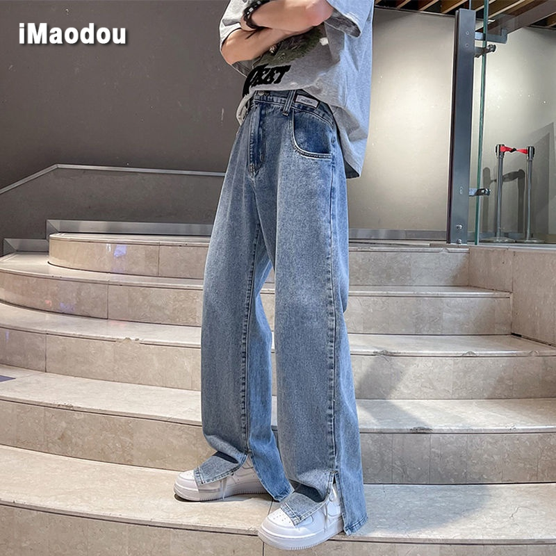 Quần Jean Dài Ống Rộng Xẻ Tà Thời Trang Cá Tính Cho Nam