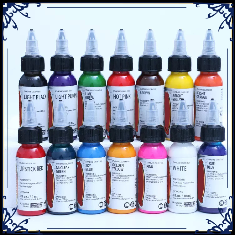 Mực xăm 30ml để thực hành Sắc tố cao Màu sắc lâu trôi cho người mới bắt đầu