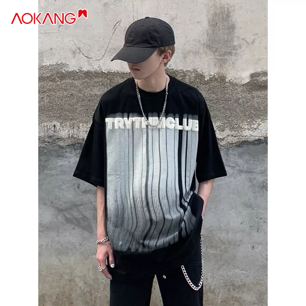 Aokang Áo Thun Ngắn Tay Cổ Tròn Màu Trơn Thời Trang Mùa Hè Dễ Phối Đồ Phong Cách Harajuku Giản Dị Dành Cho Nam