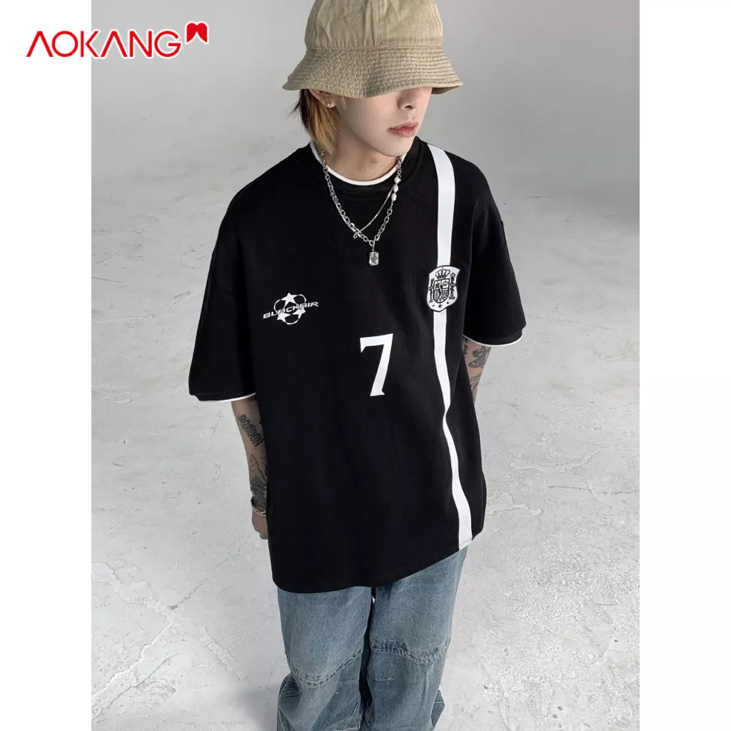 Áo thun AOKANG tay ngắn cổ tròn phong cách năng động thời trang cho nam nữ