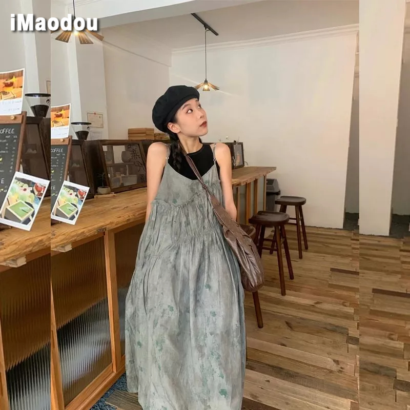 Đầm hoa hai dây IMAODOU dáng rộng thời trang nữ tính